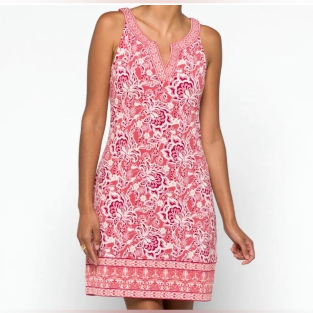 Sleeveless Pink Floral Shift Dress